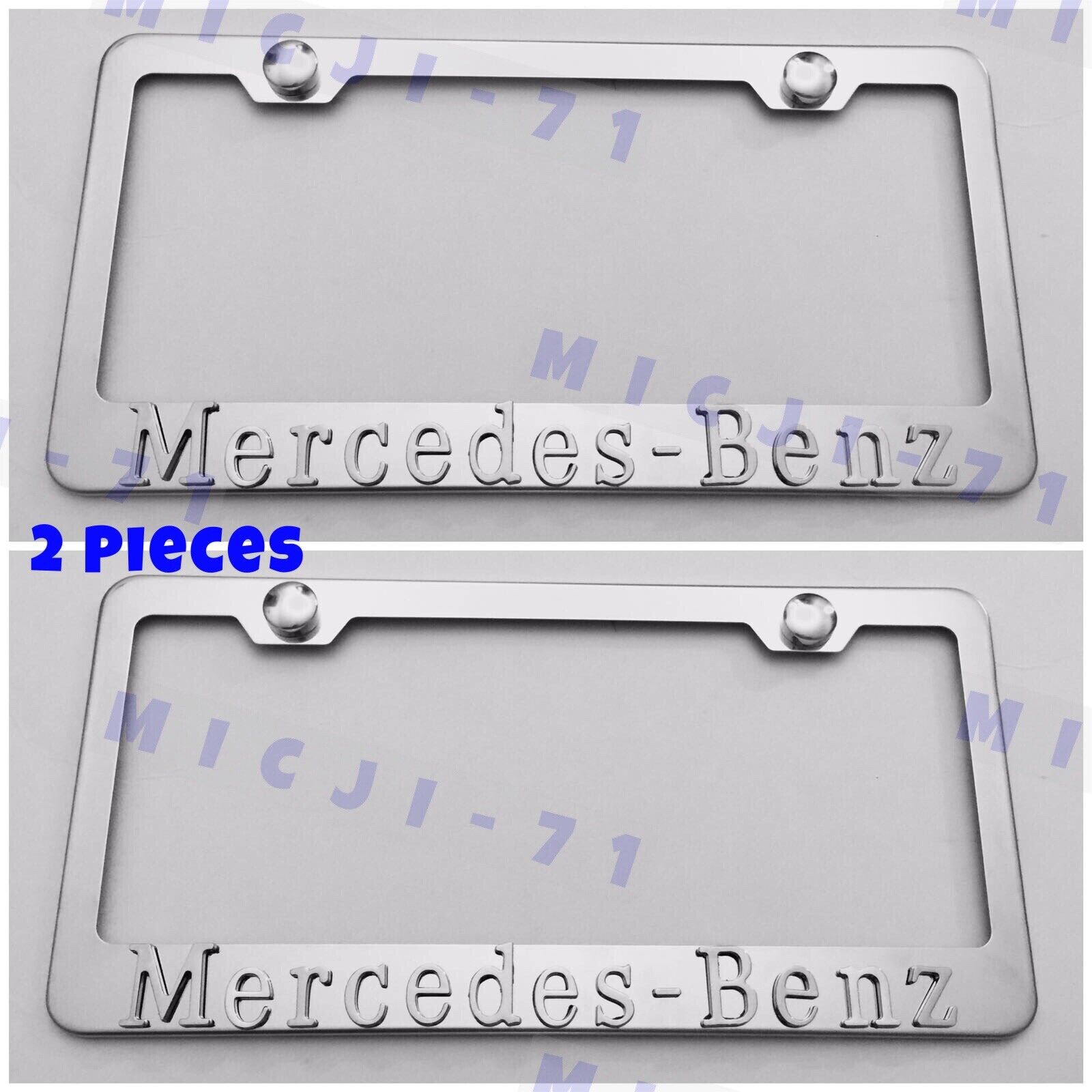 X2 3D Mercedes Benz Emblem Stainless Steel License Plate Frame Holder Tag