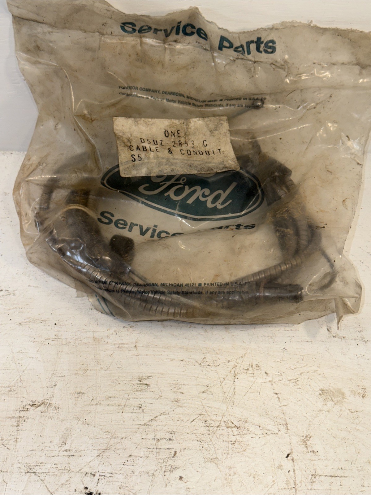 NOS OEM Ford D5UZ-2853-C Front Parking Brake Cable – 1975–1979 Econoline Vans NOS OEM Ford D5UZ-2853-C Front Parking Brake Cable – 1975–1979 Econoline Vans