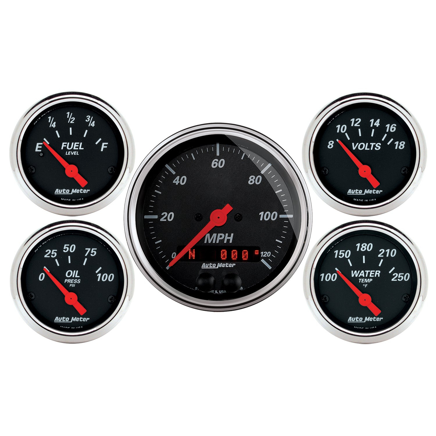 AutoMeter 1450 Designer Black 5-Piece GPS Gauge Kit AutoMeter 1450 Designer Black 5-Piece GPS Gauge Kit
