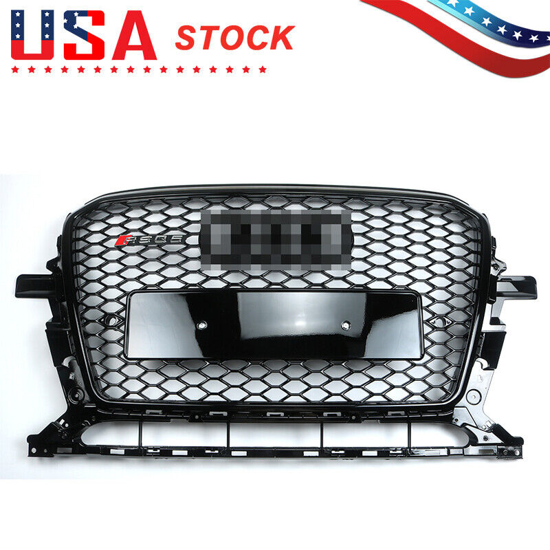 Honeycomb Mesh Sport RSQ5 Style Hex Grill Gloss Black For 2013-2017 Audi Q5