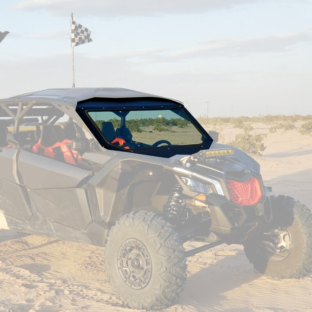 HECASA Glass Windshield Black Full Size For Can Am Maverick X3 UV Protect HECASA Glass Windshield Black Full Size For Can Am Maverick X3 UV Protect