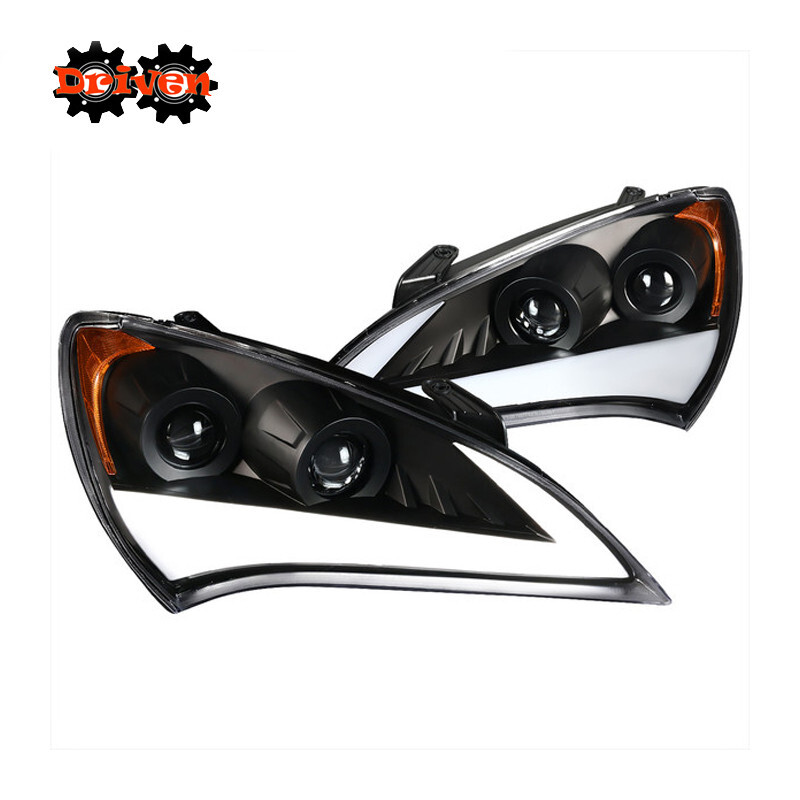 For: 10-12 Hyundai Genesis Coupe Black Projector Headlight w/LED Turn Signal SEQ