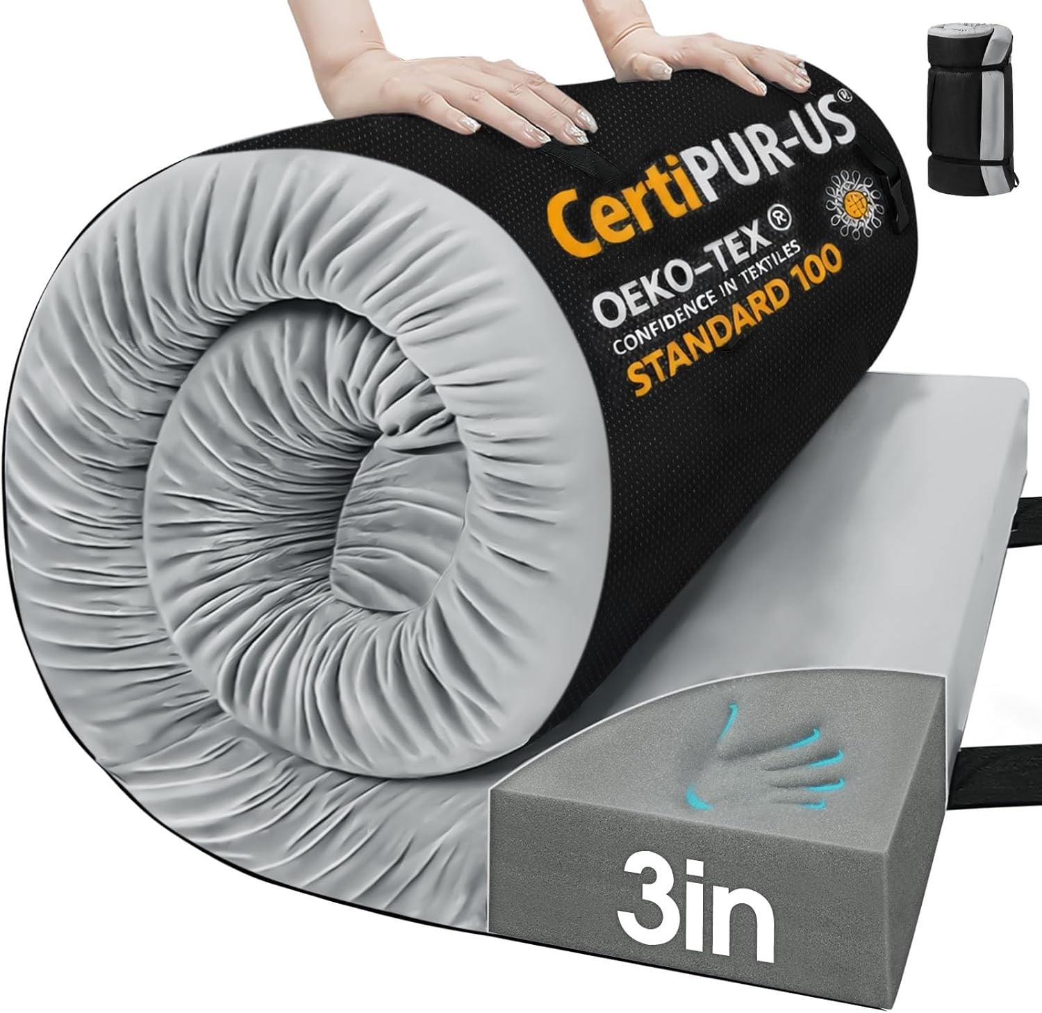 Memory Foam Camping Mattress Pad Sleeping Pad Non-Slip Bottom Floor Cot Car Mat