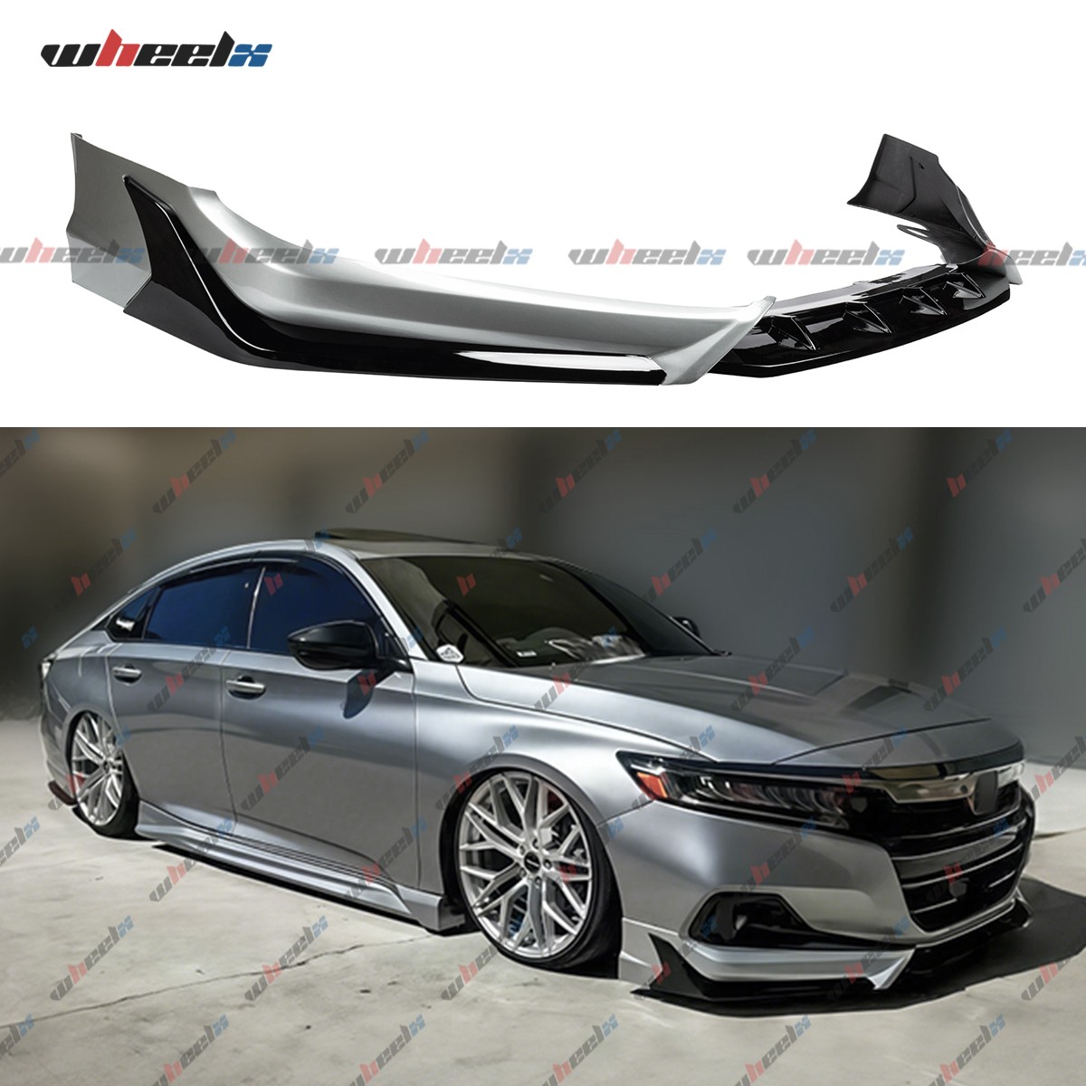 Lunar Silver Metallic ACR Style Front Bumper Lip Splitter Fit 21-22 Honda Accord