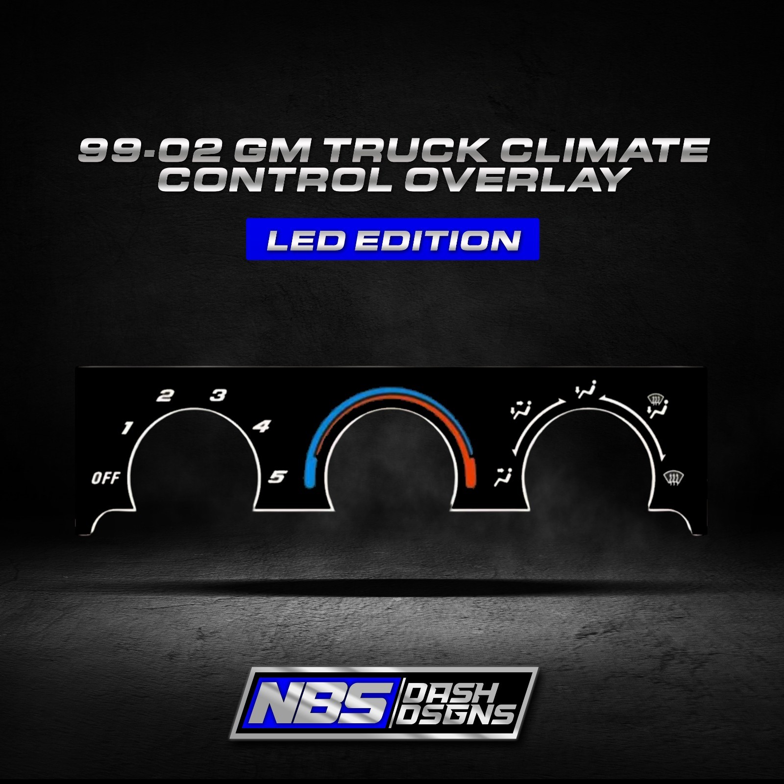 99-02 GM Truck & Suv Climate Control Overlay (Led Edition)