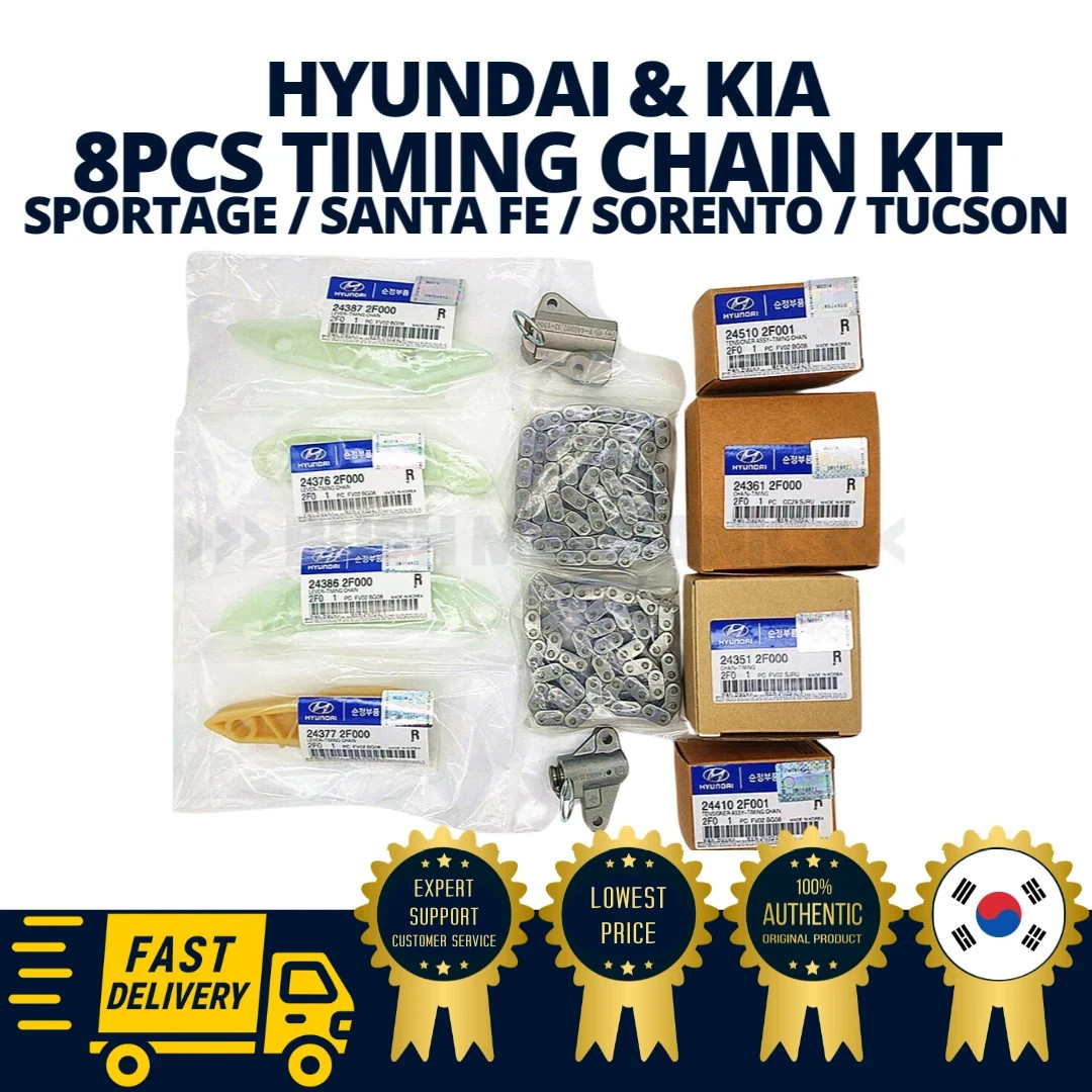 GENUINE OEM Hyundai Kia 8pcs Timing Chain Kit Tensioner Guide Lever