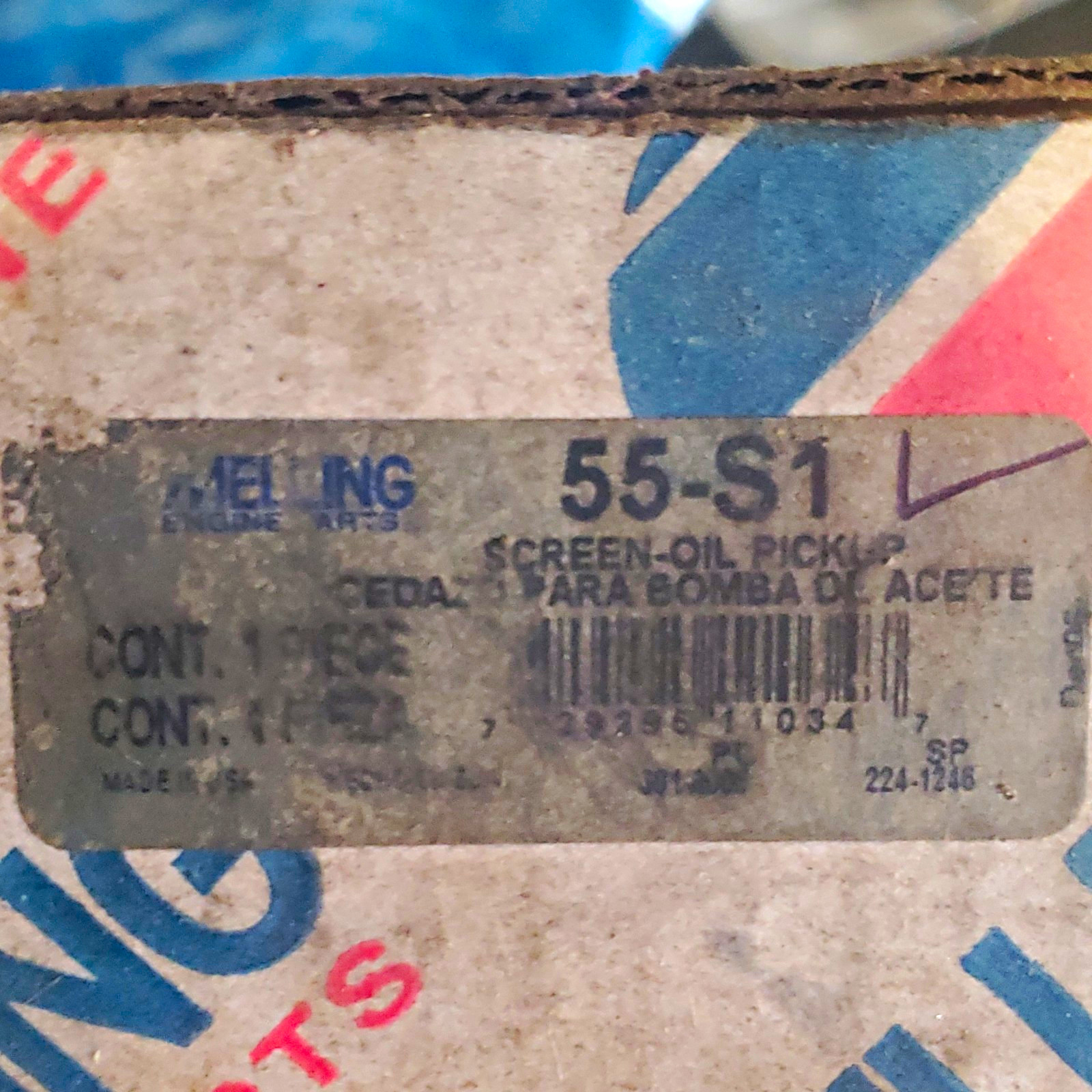 Melling 55-s1 stock oil pump screen, pickup tube assembly,  SB Chevy engine