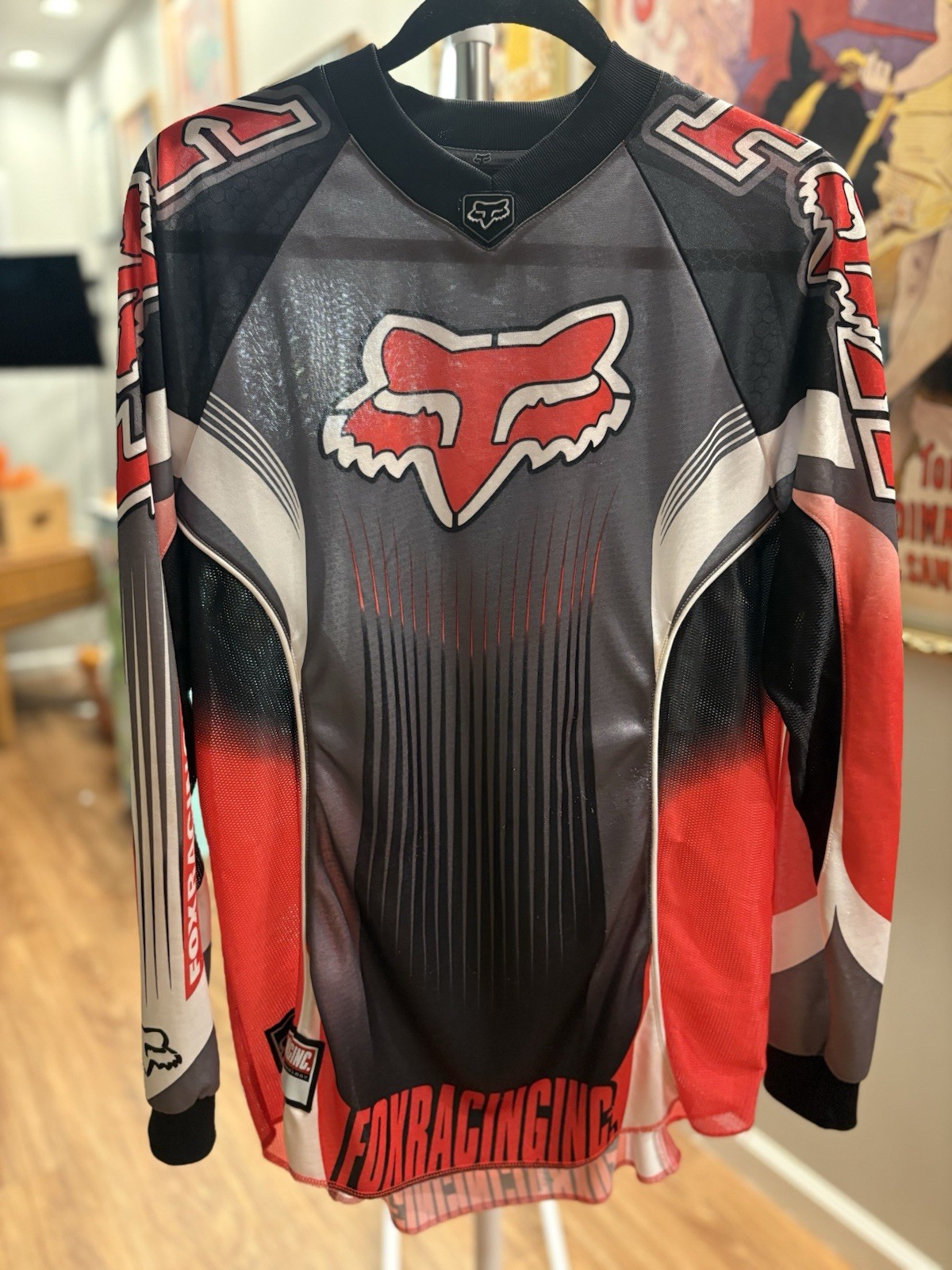 VTG 90s Y2K Fox Racing Pro Issue Motocross Jersey Red Black Mesh Size SMALL MX
