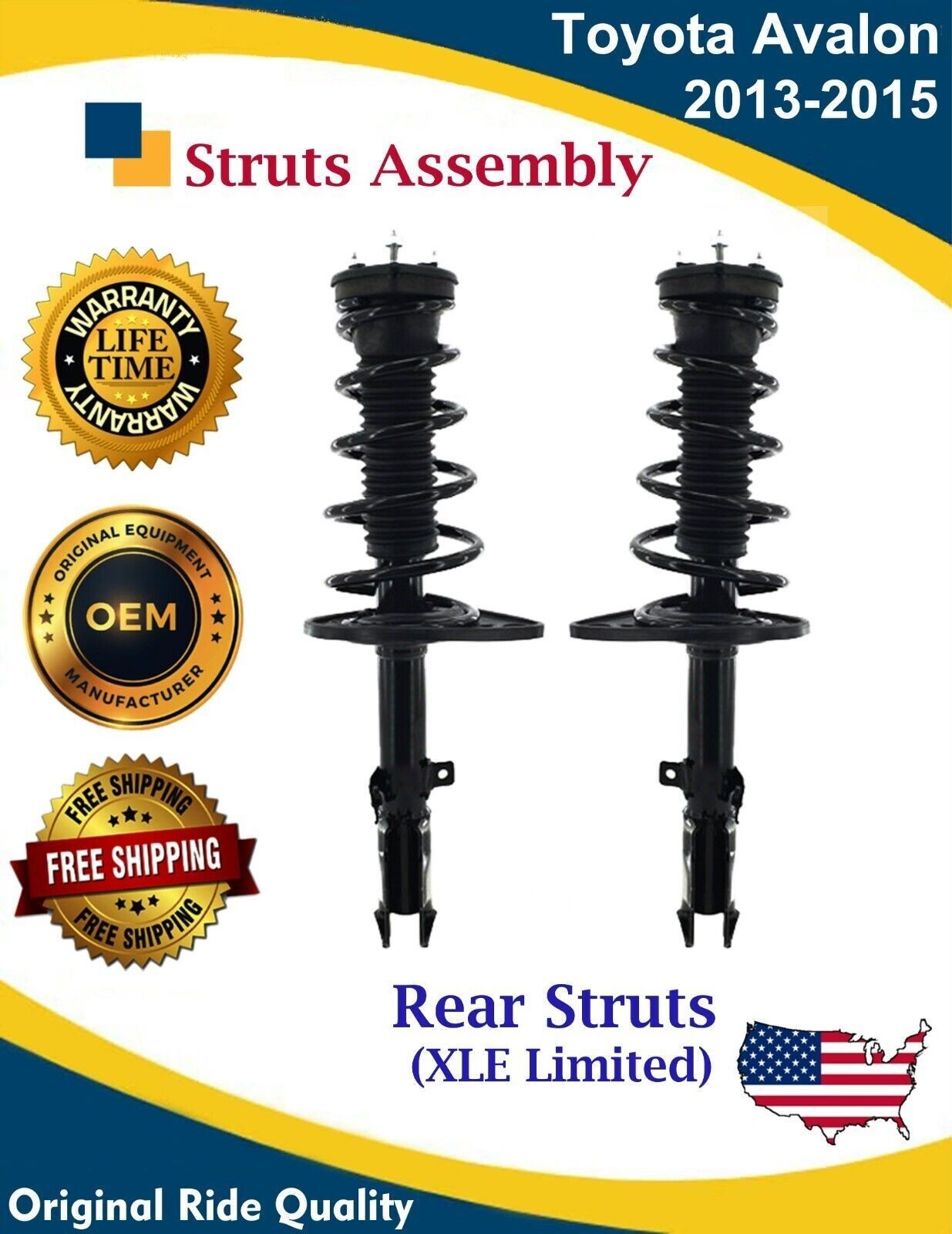 High Quality OE Rear Struts for 2013-2015 Toyota Avalon 3.5L Lifetime Warranty