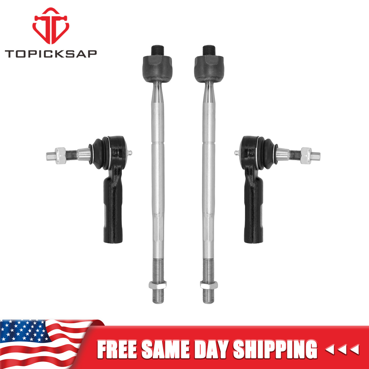 4Pcs Front Outer Inner Tie Rod for 2015-19 Chrysler 300 Dodge Challenger Charger