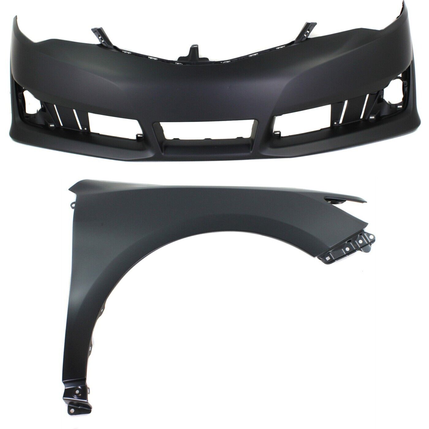 Front Bumper Cover and Right Fender Kit For 2012-2014 Toyota Camry Primed 2pc