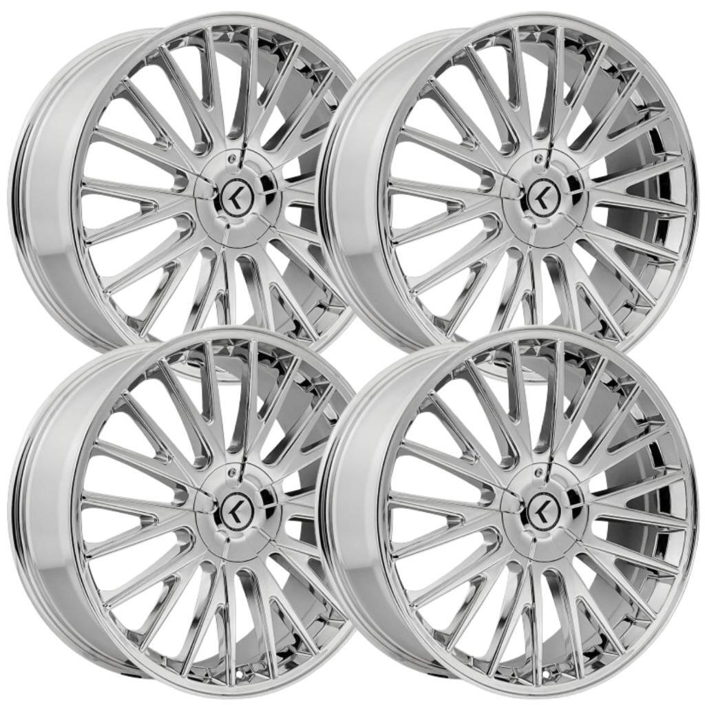 (Set-4) Kraze Double Down 17x8 5x108/5x114.3 38mm Chrome Wheels Rims 17 Inch