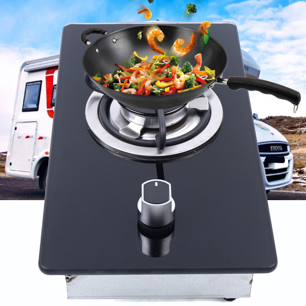 Boat Caravan RV Camper 1 Burner Gas Cooktop LPG Gas Stove Hob W/Tempered Glass