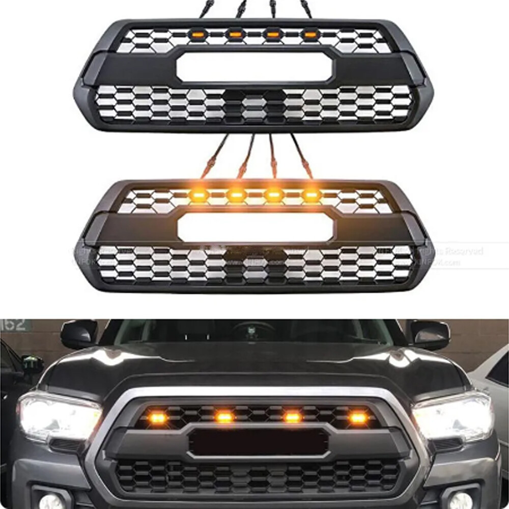 4Pcs Raptor-style Mesh Grille Amber Lights LED Grill For Toyota 4Runner TRD Pro