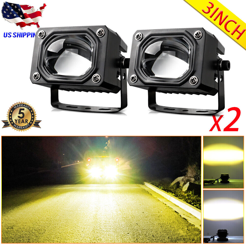 2PC LED Work Light Spot Pods Driving Fog Yellow White Offroad ATV SUV Motorcycle