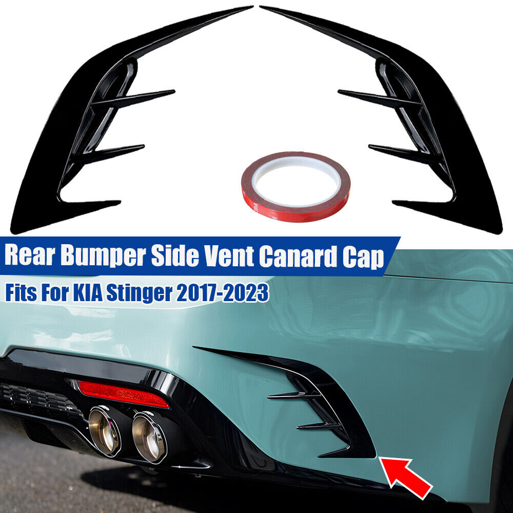 2pcs For KIA Stinger 2017-2023 Gloss Black Rear Bumper Side Vent Canard Cover