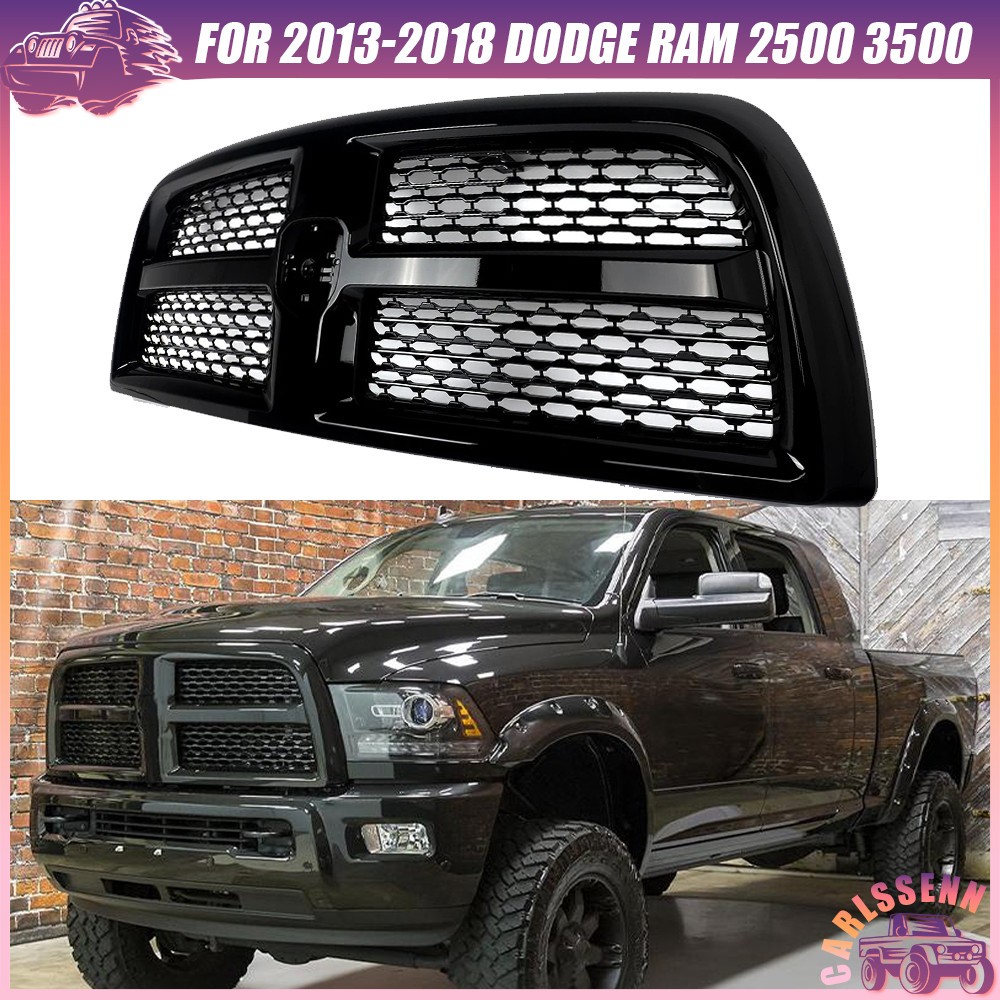 Gloss Black Grille For 2013-2018 Dodge Ram 2500 3500 Laramie Tradesman Big Horn