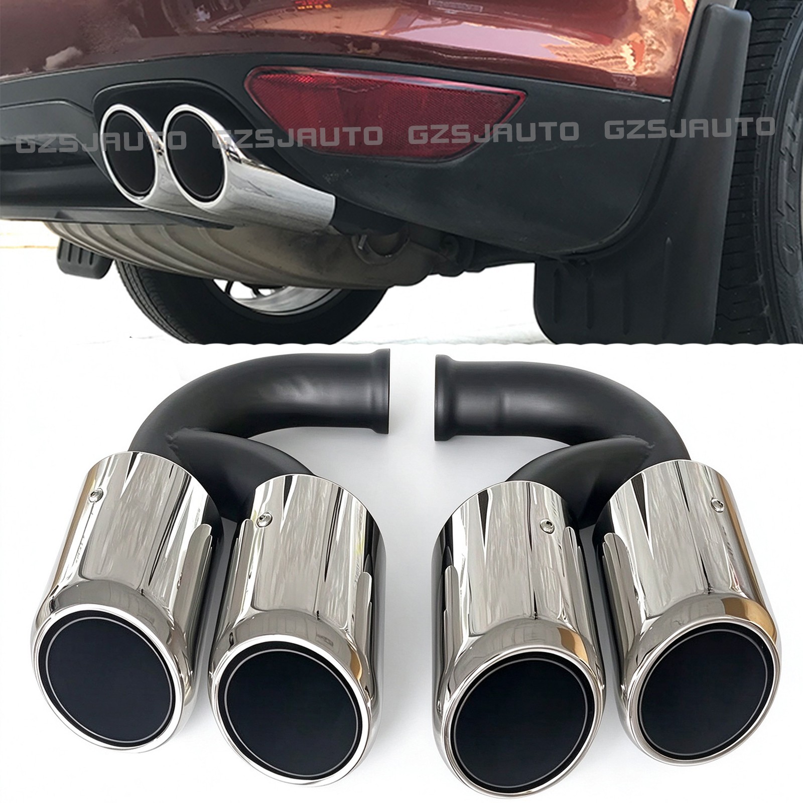 For Porsche Cayenne 2011-2014 S Style Rear Bumpers Exhaust Pipes Muffler Tips