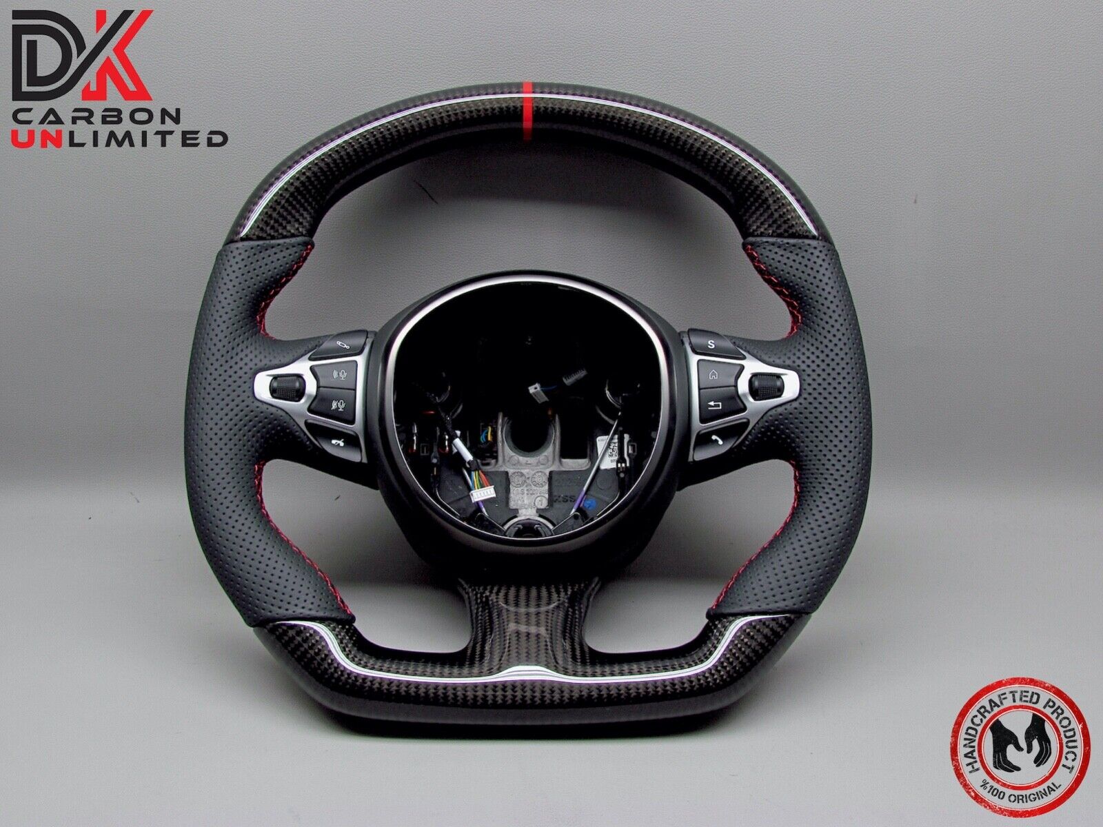 Aston Martin DB11 DBS Vantage Perforated Red Ring Gloss Carbon Steering Wheel v1