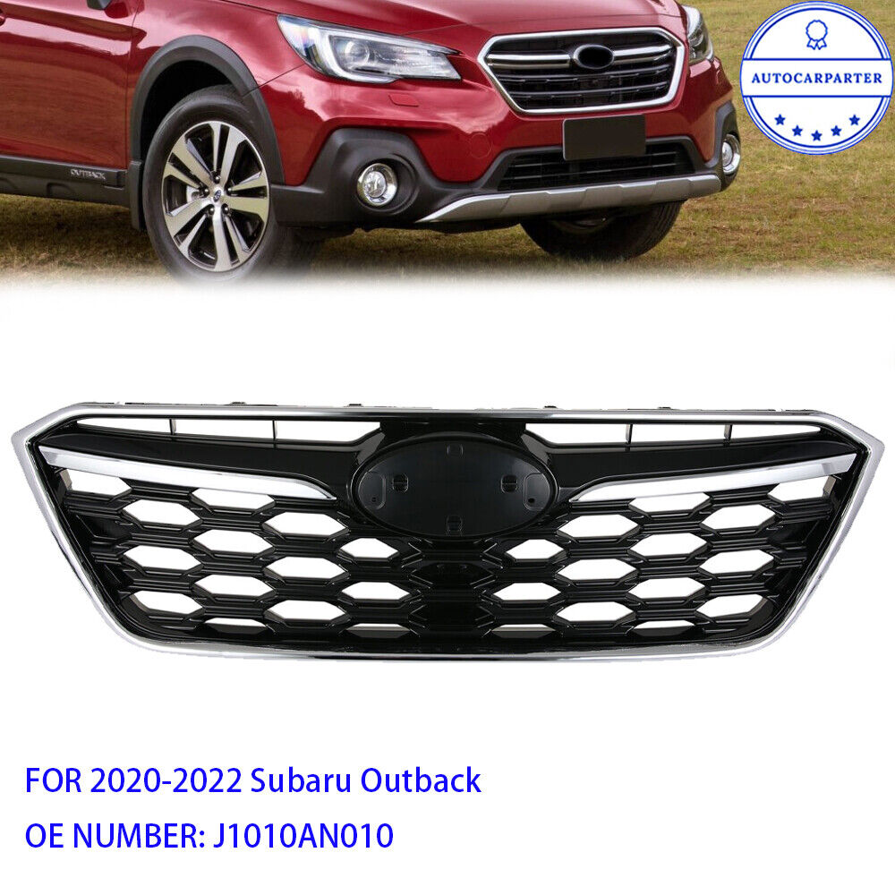 For 2020-2022 Subaru Outback Front Upper Bumper Grille Gloss Black W/Chrome Trim