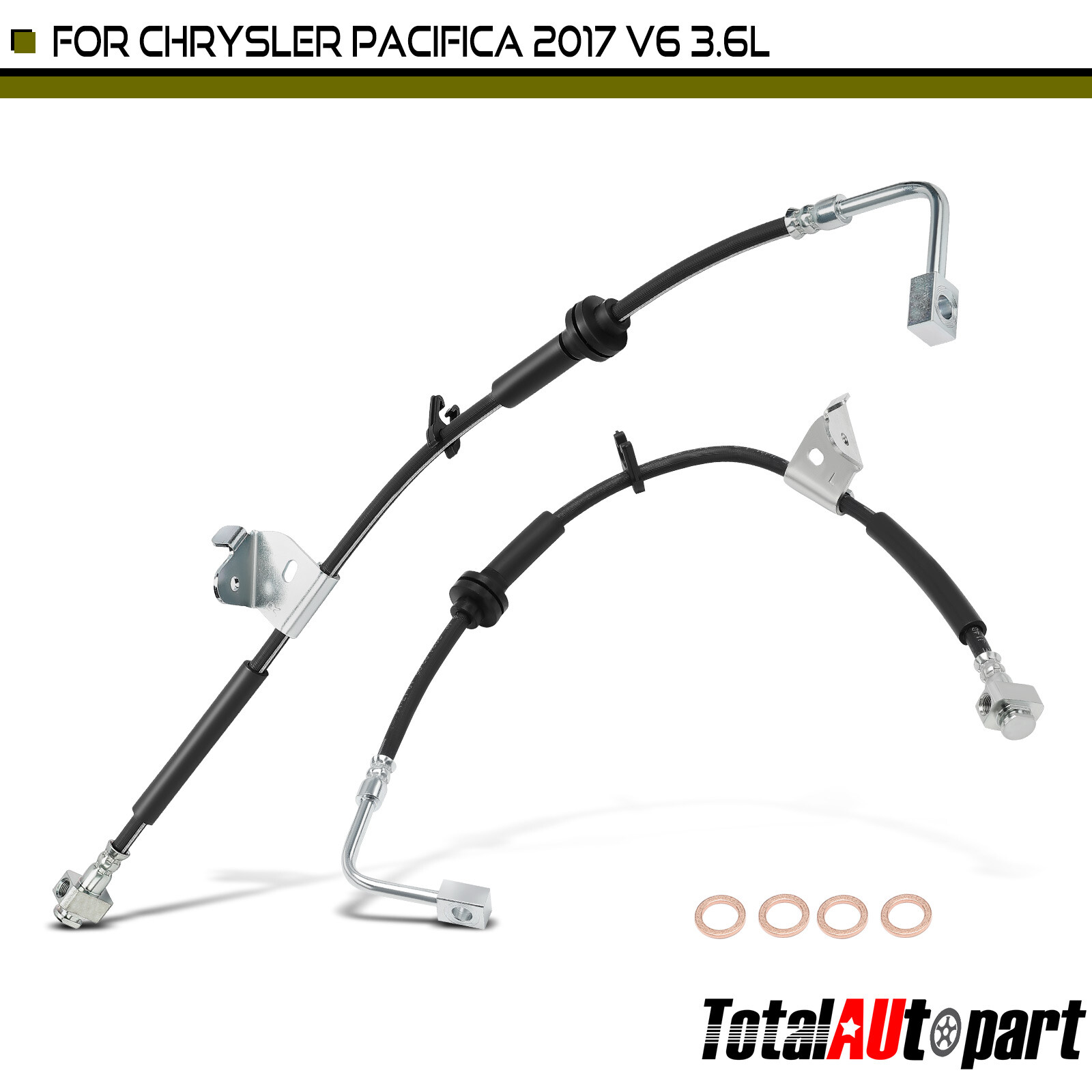 2x Brake Hydraulic Hose for Chrysler Pacifica 2017 Rear Driver & Passenger Side