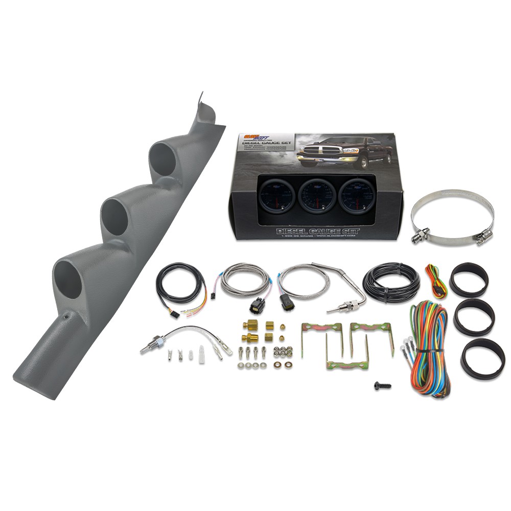 GlowShift T7 Boost EGT Trans Temp Gauges + Gray Pod for 11-16 Ford Super Duty
