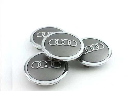 Fit for Audi Gray Chrome Wheel Center Hub Caps Emblem 4pcs 69mm