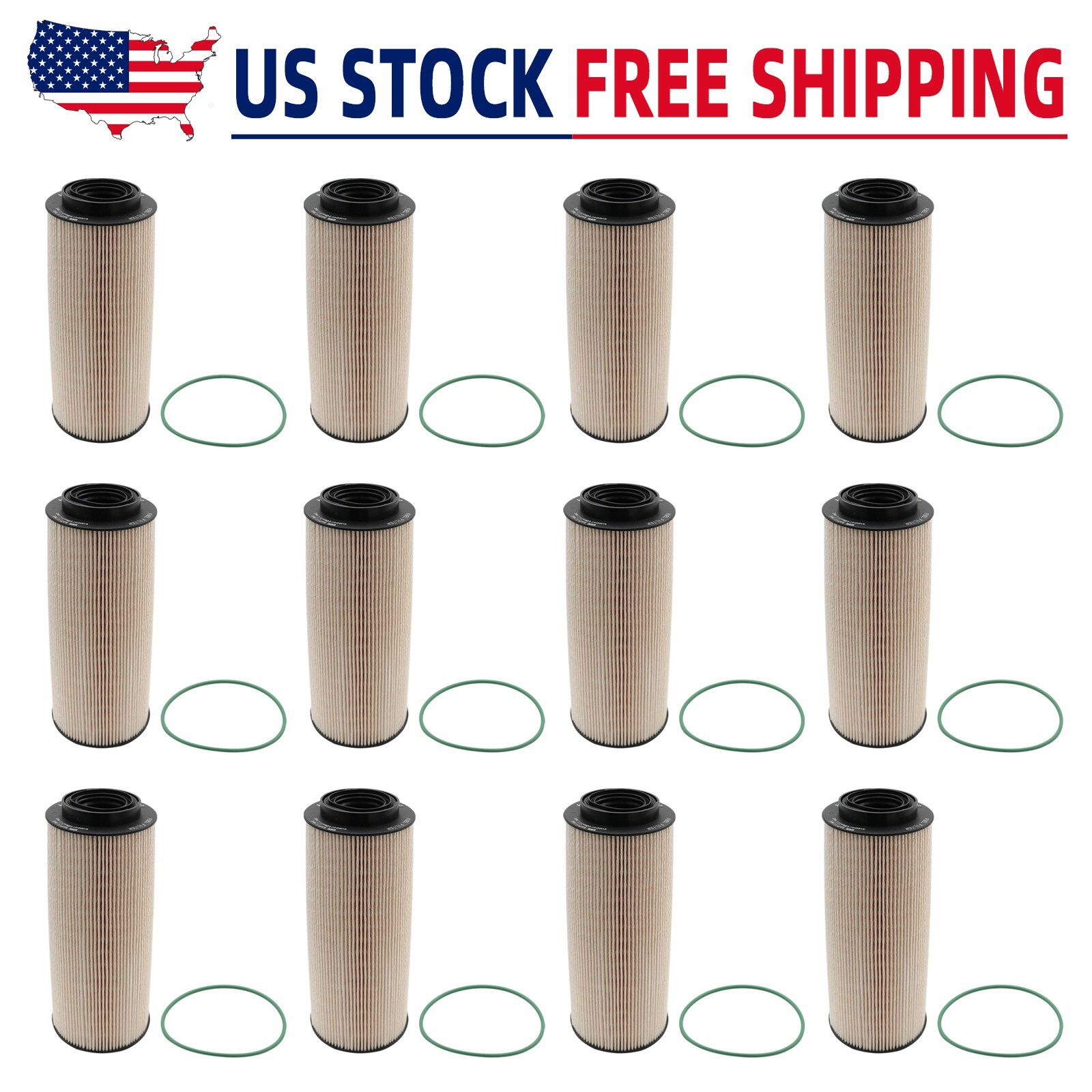 [12X]For Kenworth Paccar replaces  2164463 Claridge Fuel Filter Kit 2277129