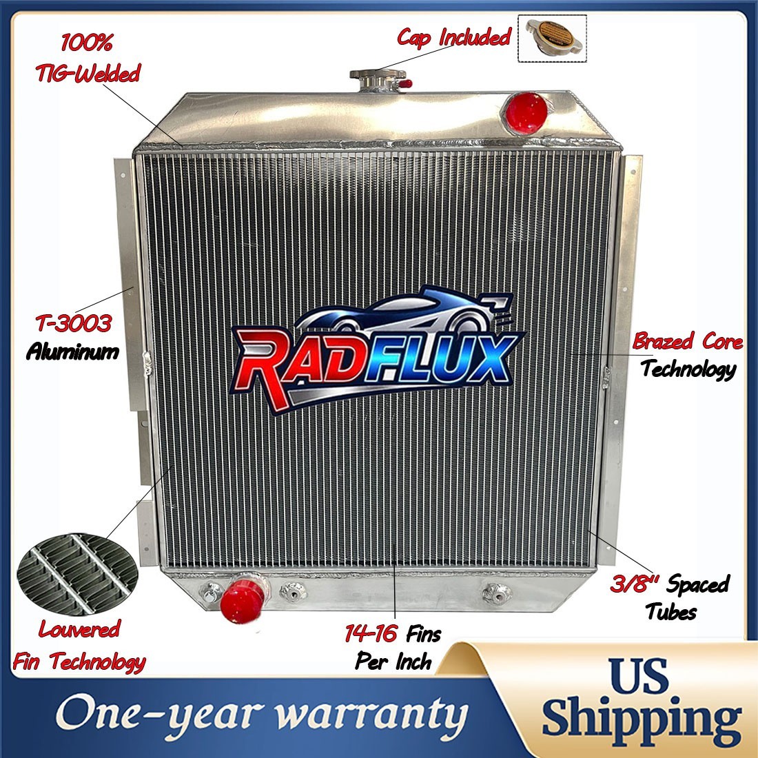 #CC545 Radiator For 1977-1979 78 Ford F-100 F-150 F-250 Bronco V8 AT/MT Aluminum