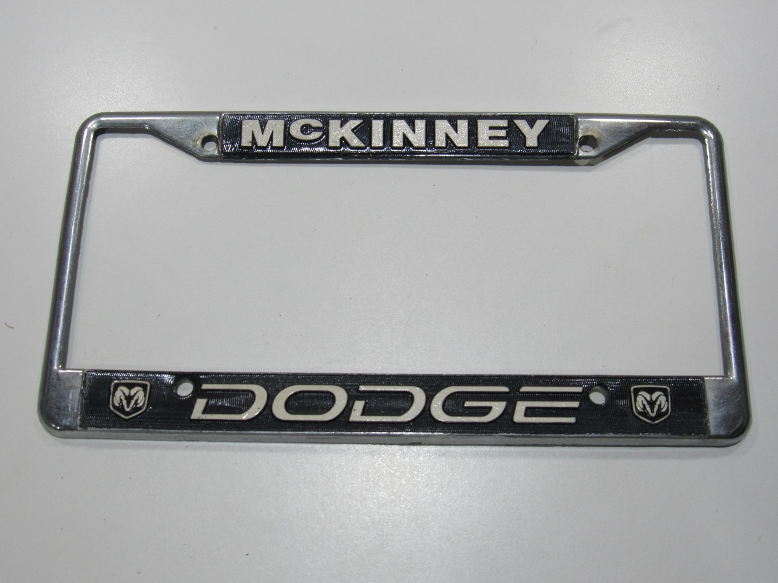 VTG McKinney Dodge Texas Metal License Plate Frame Tag Dealer Cover Holder TX