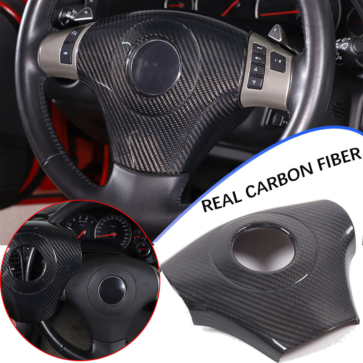 Real Dry Carbon fiber Center Steering wheel trim cover For Corvette C6 2005-2013