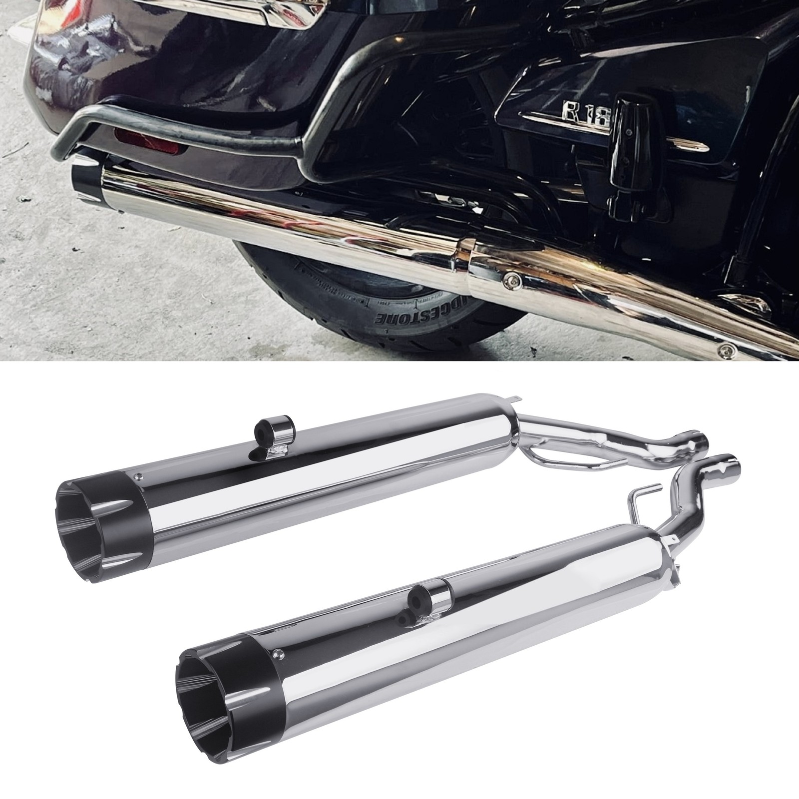BMW R18 Slip on Mufflers for R18 Transcontinental,R18 Bagger,R18 Roctane,Chrome. BMW R18 Slip on Mufflers for R18 Transcontinental,R18 Bagger,R18 Roctane,Chrome.