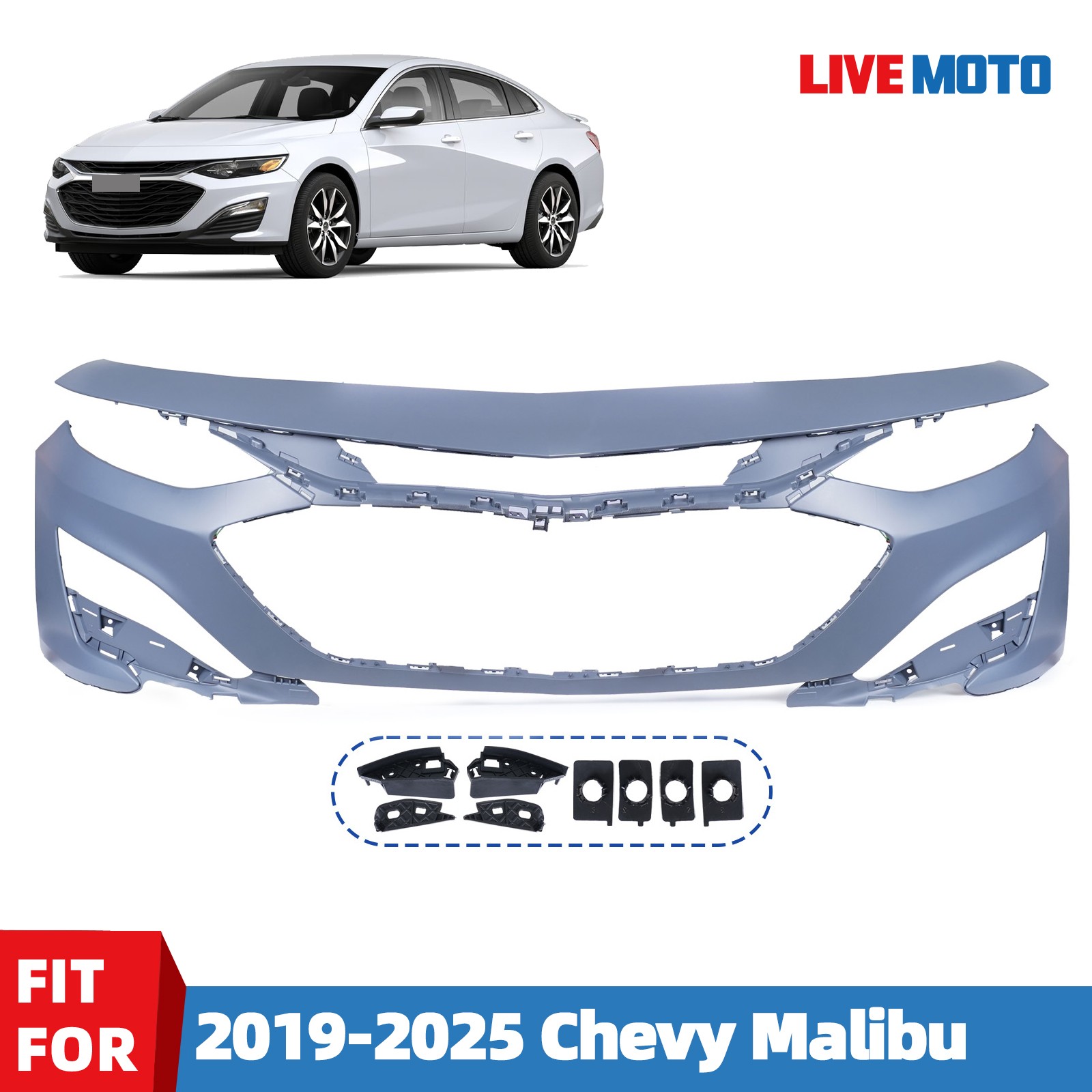 New Primed Front Bumper Cover For 2019 - 2025 Chevrolet Malibu 84543709 19-25 New Primed Front Bumper Cover For 2019 - 2025 Chevrolet Malibu 84543709 19-25