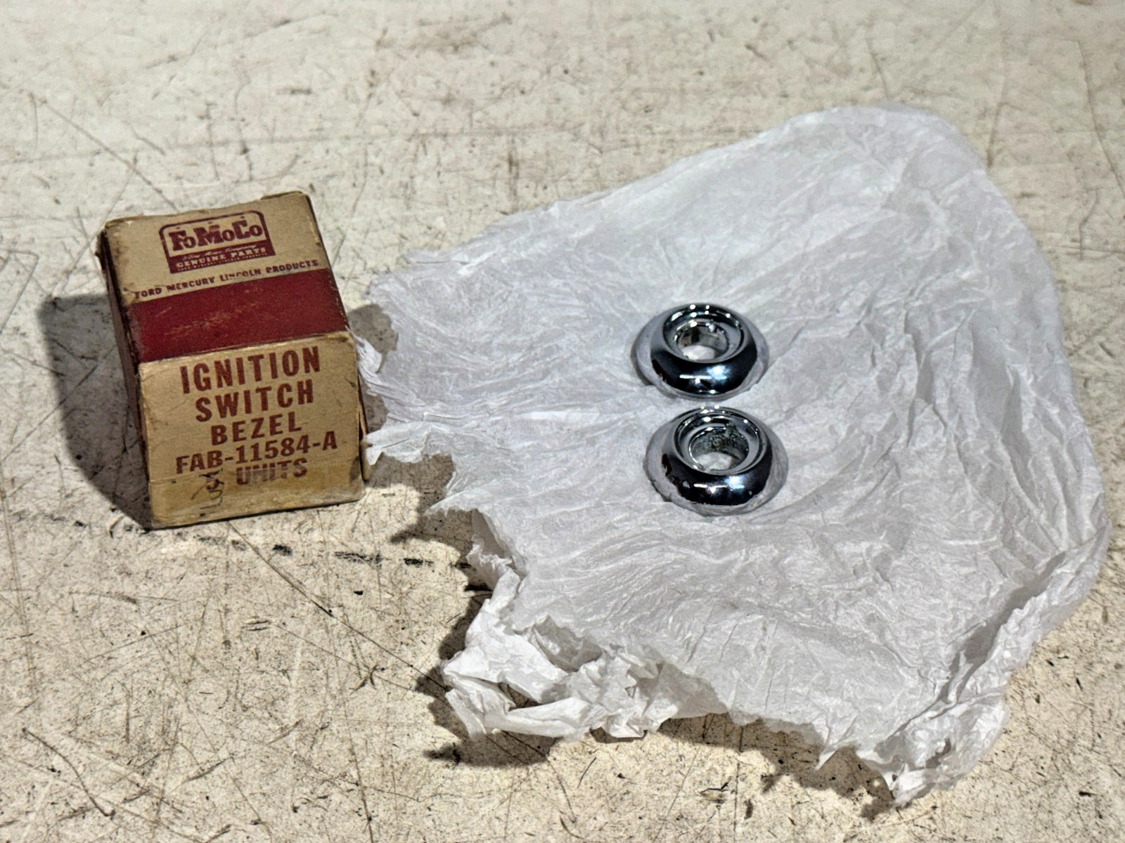 Lot of 2 NOS Ford Ignition Switch Bezels FAB-11584-A