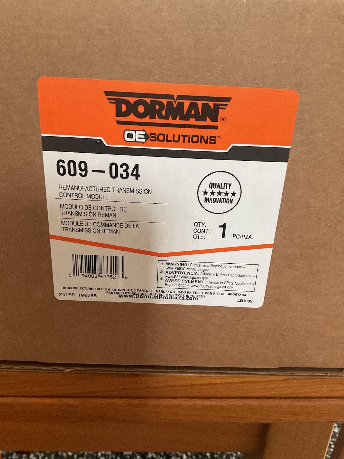 DORMAN OE SOLUTIONS 609-034 Transmission Control Module, No Core Charge