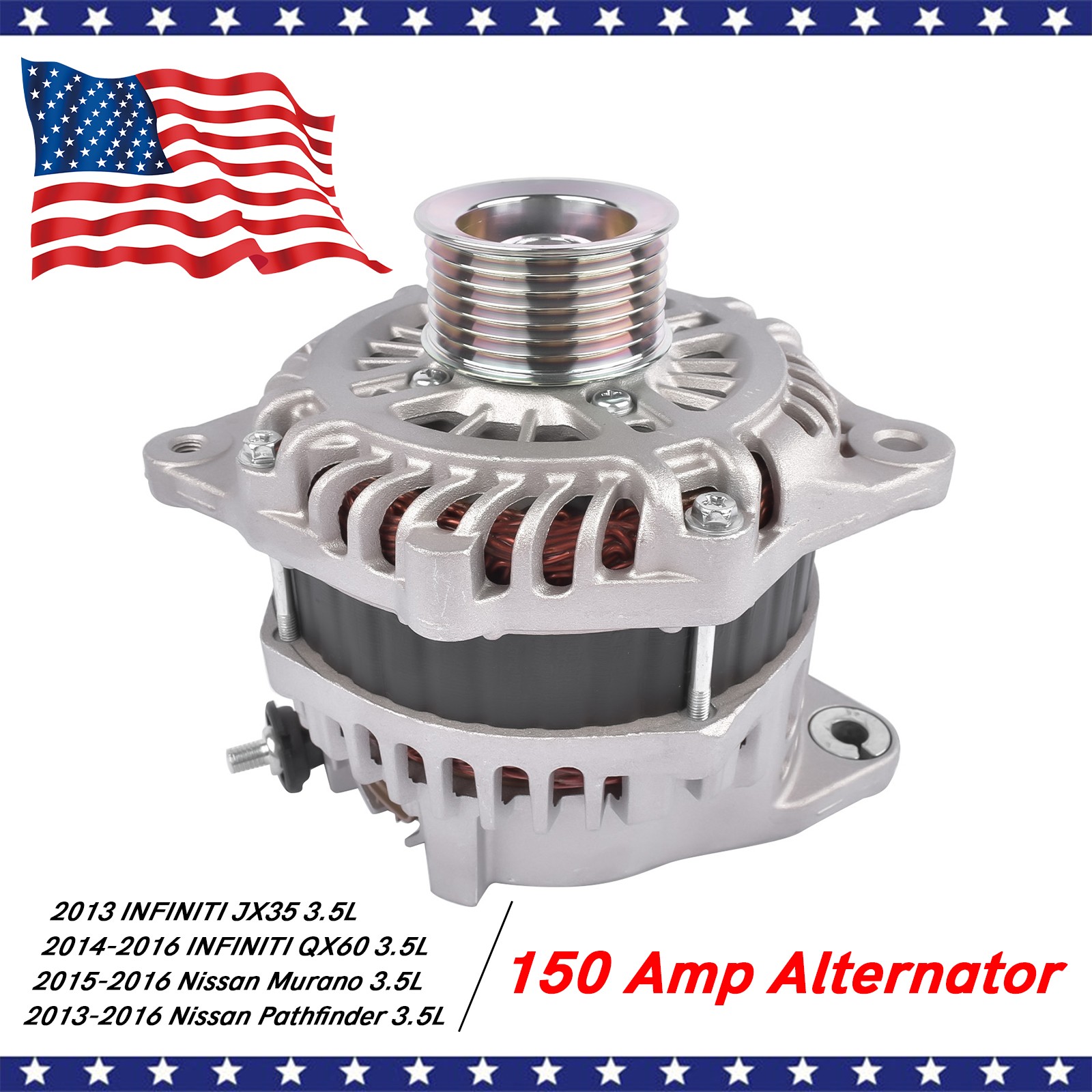 23100-3JA1A For 2013-2016 Nissan Pathfinder 2.5L 3.5L 150A 12V Alternator Used