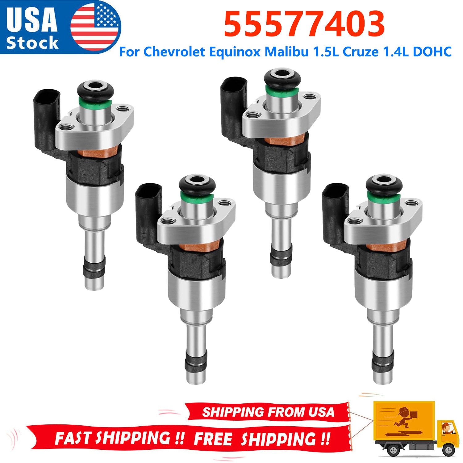 4 PCS Fuel Injectors 55577403 For Chevrolet Equinox Malibu 1.5L Cruze 1.4L DOHC