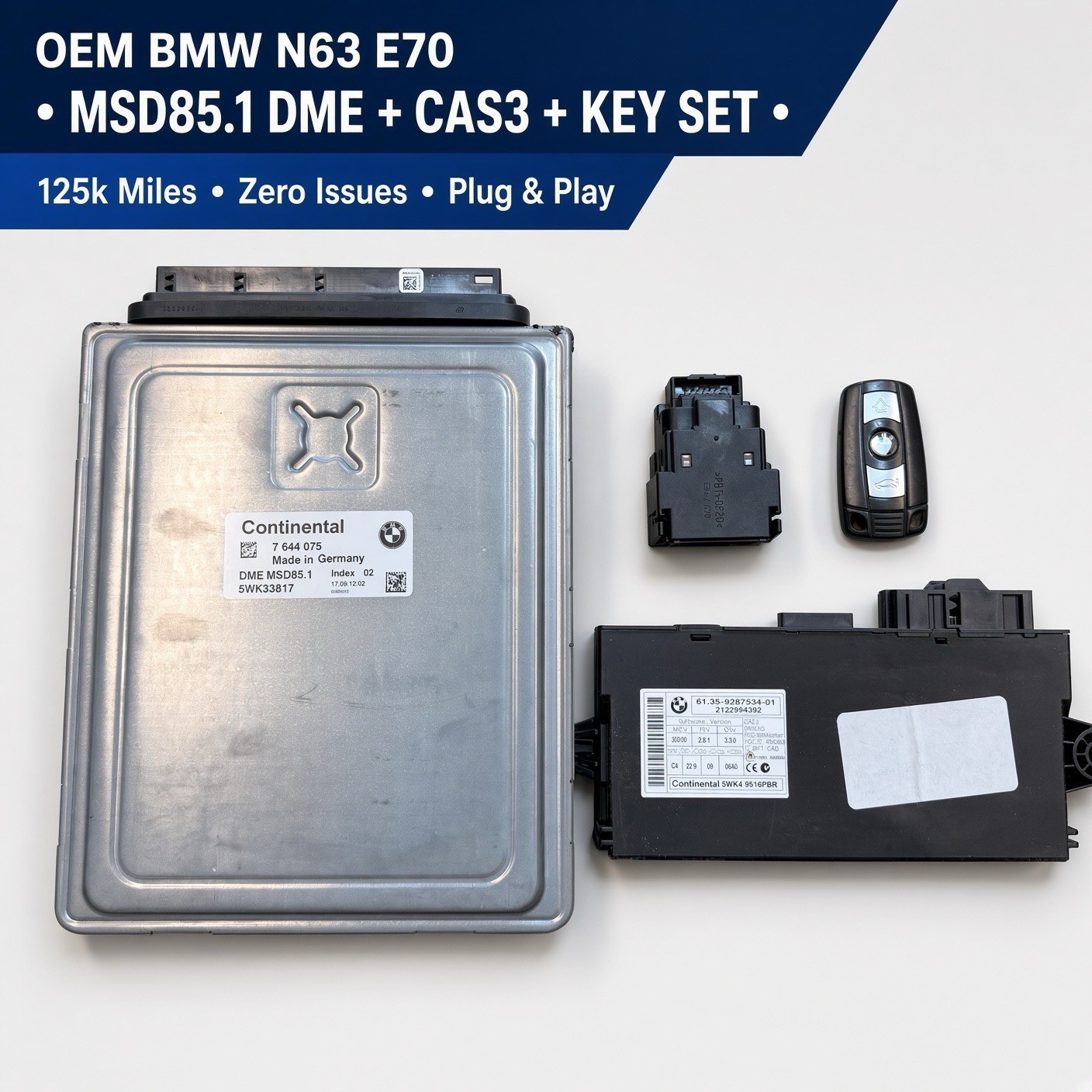 2011-2014 BMW X5 X6 E70 E71 N63 4.4 DME MSD85.1 ECU Engine CAS 3 7644075 OEM