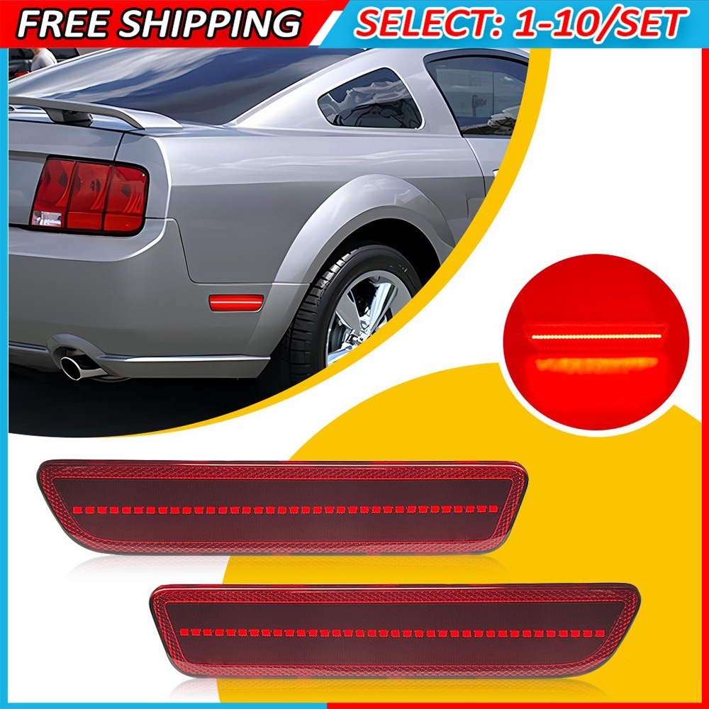 2-20x For 2005-09 Ford Mustang Red Lens Rear Side Marker Lights Turn Signal Lamp