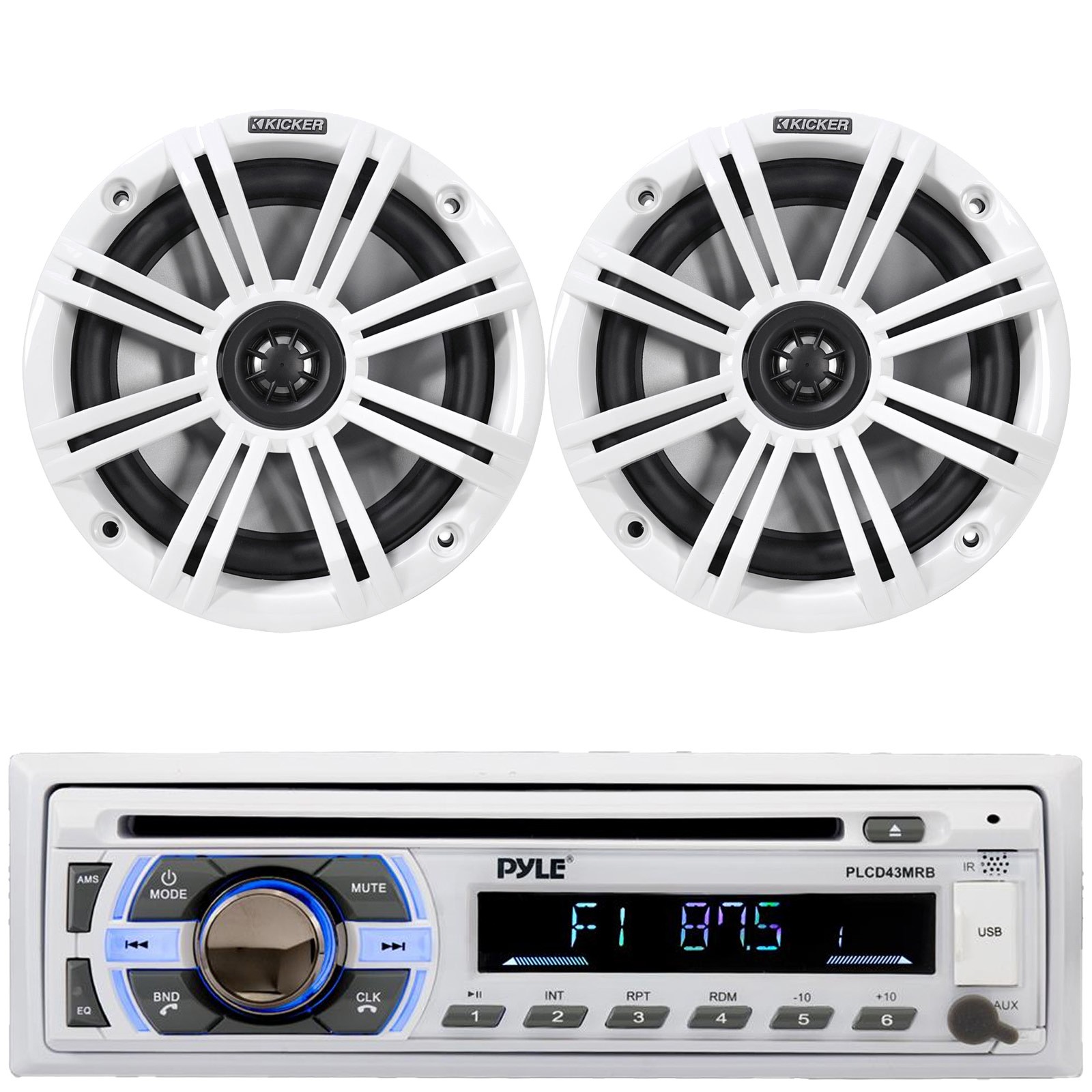 Pyle PLCD43MRB Marine USB Receiver, 2x 6.5\