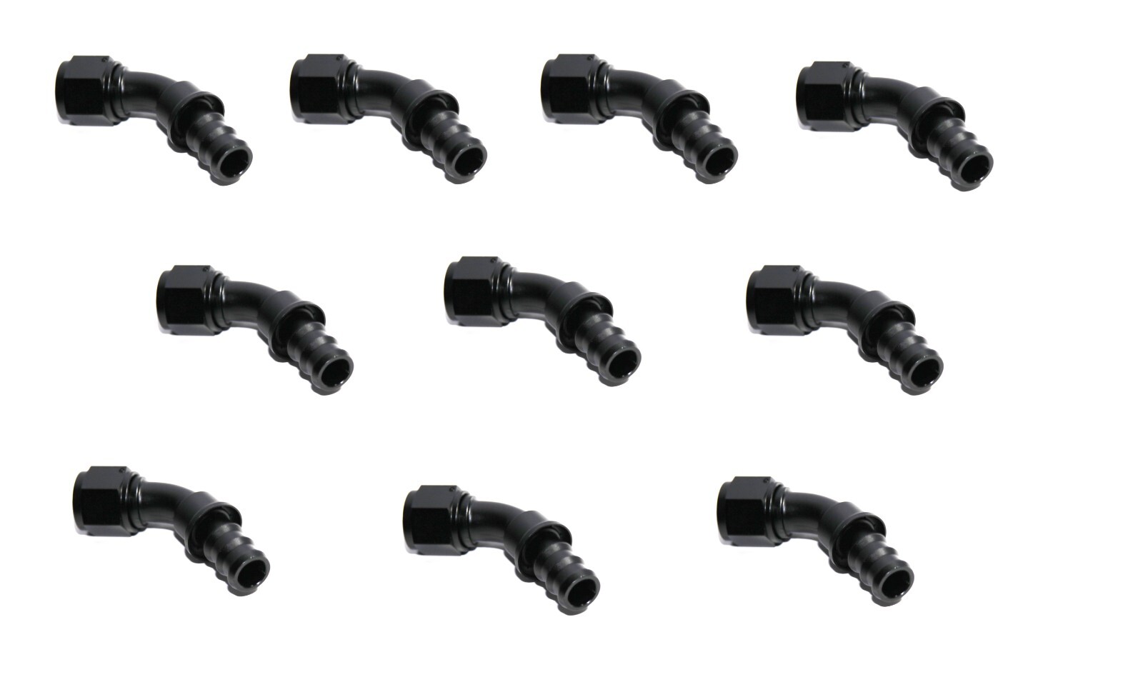 10PC 12AN AN-12 45°Deg Swivel Fuel Oil Gas Line Push-on Hose End Fitting Black