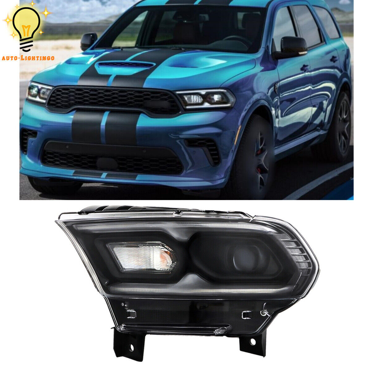 For Dodge Durango 2021 2022 2023 LED Headlight Left Side W/ Halogen Signal