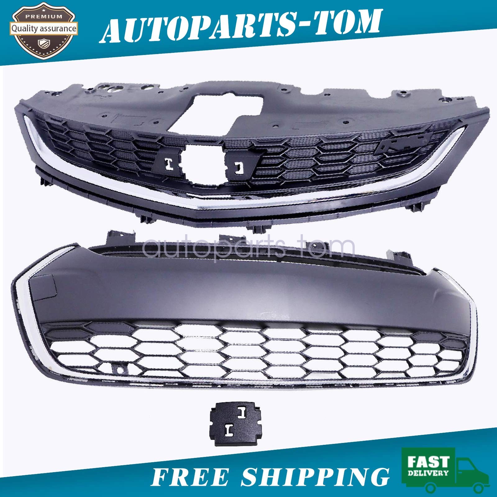 For 2017-2020 Chevrolet Sonic RS Front Bumper Upper Grille Lower Grill Black New