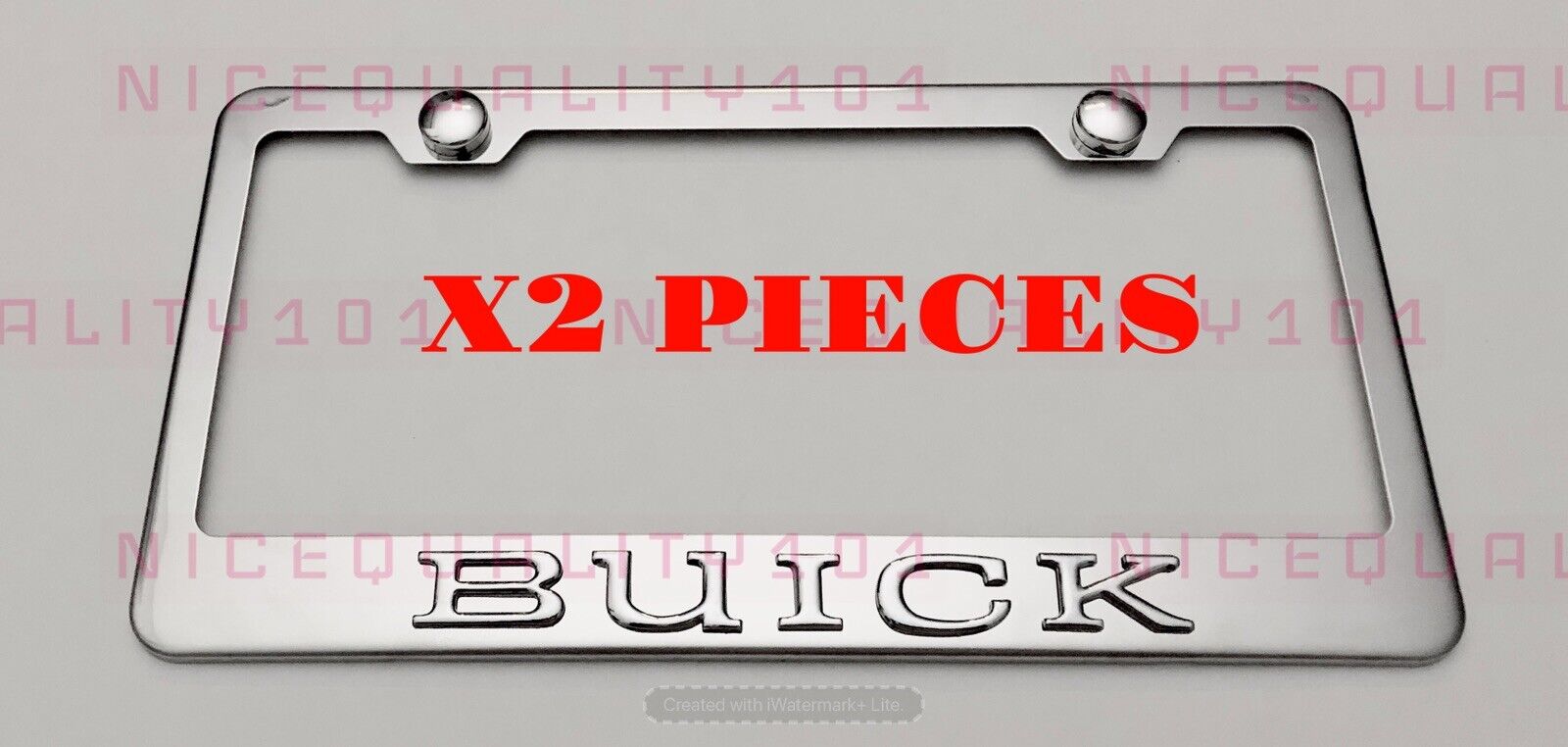 2x 3D Buick Stainless Steel Metal Chrome Mirror License Plate Frame Holder