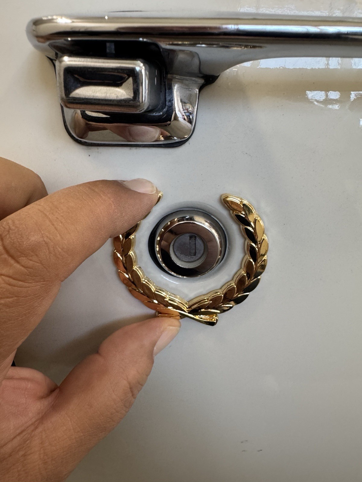Cadillac Wreath Emblem Gold Plated BRAND NEW, double sided tape on back Cadillac Wreath Emblem Gold Plated BRAND NEW, double sided tape on back