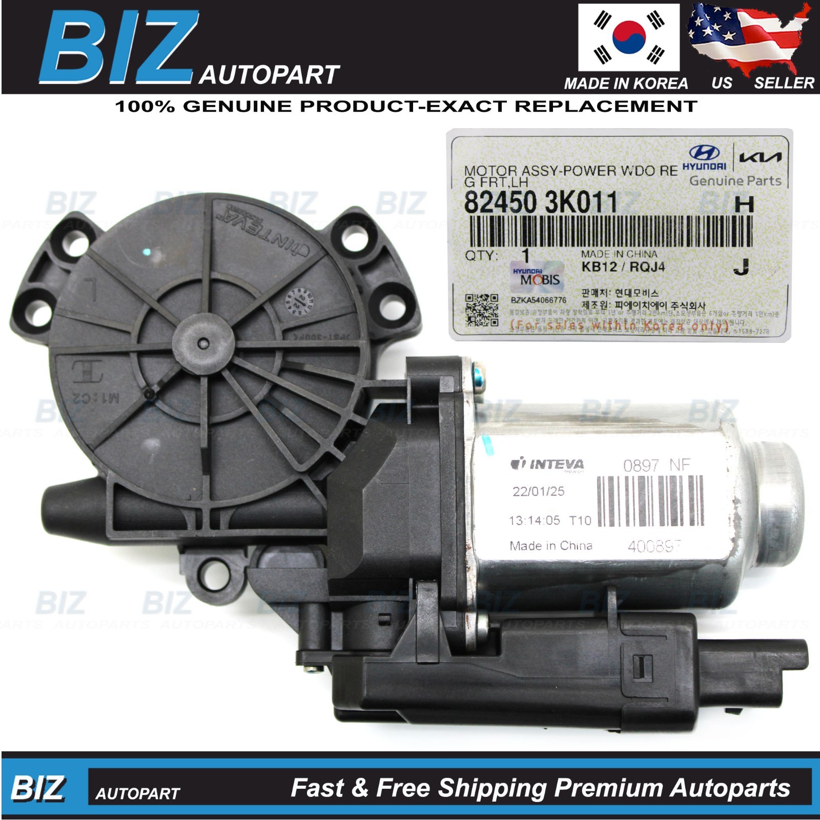 Genuine Power Window Motor FRONT LEFT for 2006-2010 Hyundai Sonata 82450-3K011