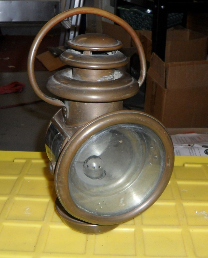 Antique Early 1900s Automobile Car 3-tier Brass Bale Side Lamp Dietz Orient Antique Early 1900s Automobile Car 3-tier Brass Bale Side Lamp Dietz Orient