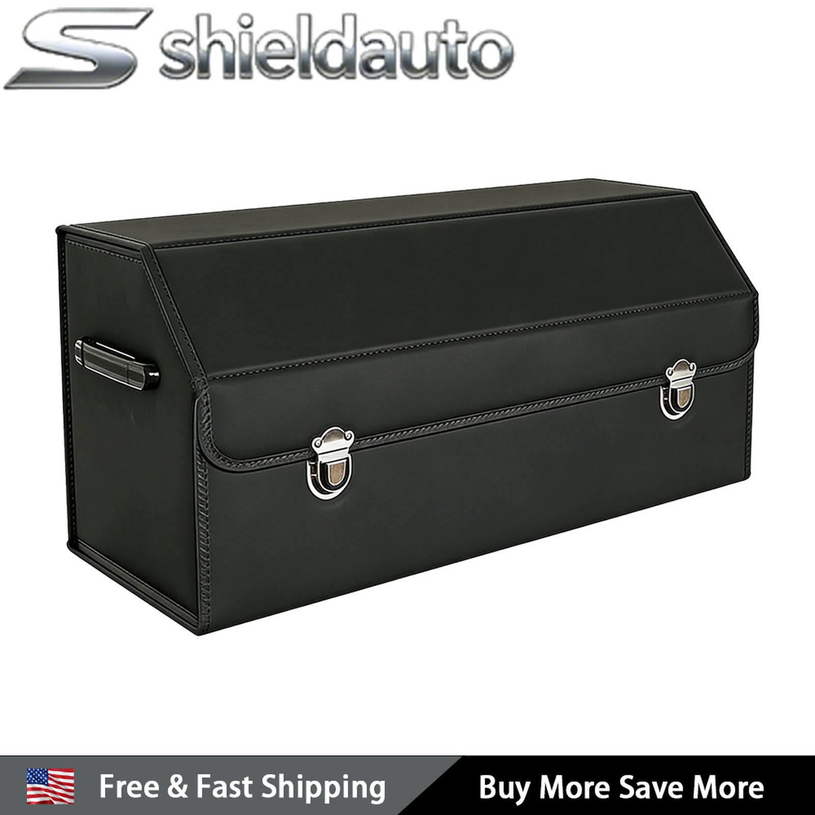 Universal Car Trunk Organizer Durable Leather SUV Cargo Storage Box with Lid