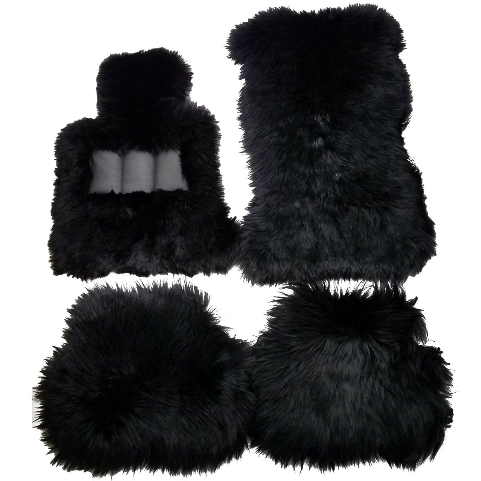 Genuine Black Long Wool Sheepskin floor mats fits Rolls Royce Cullinan 2019-2025
