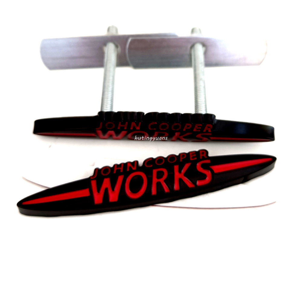2x 9CM BLACK RED JOHN COOPER WORKS Front Grille Badge Rear Sticker for MINI JCW